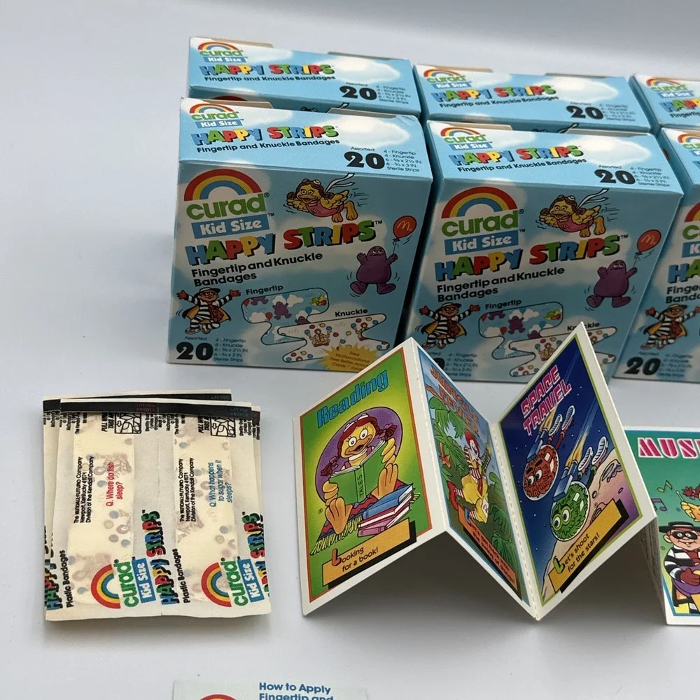 Lot Of 6 VTG 1990 Curad Kid McDonalds First Aid Bandaid Fingertip Knuckles Cards